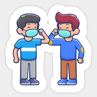 Elbow Bump greeting people cartoon Sticker